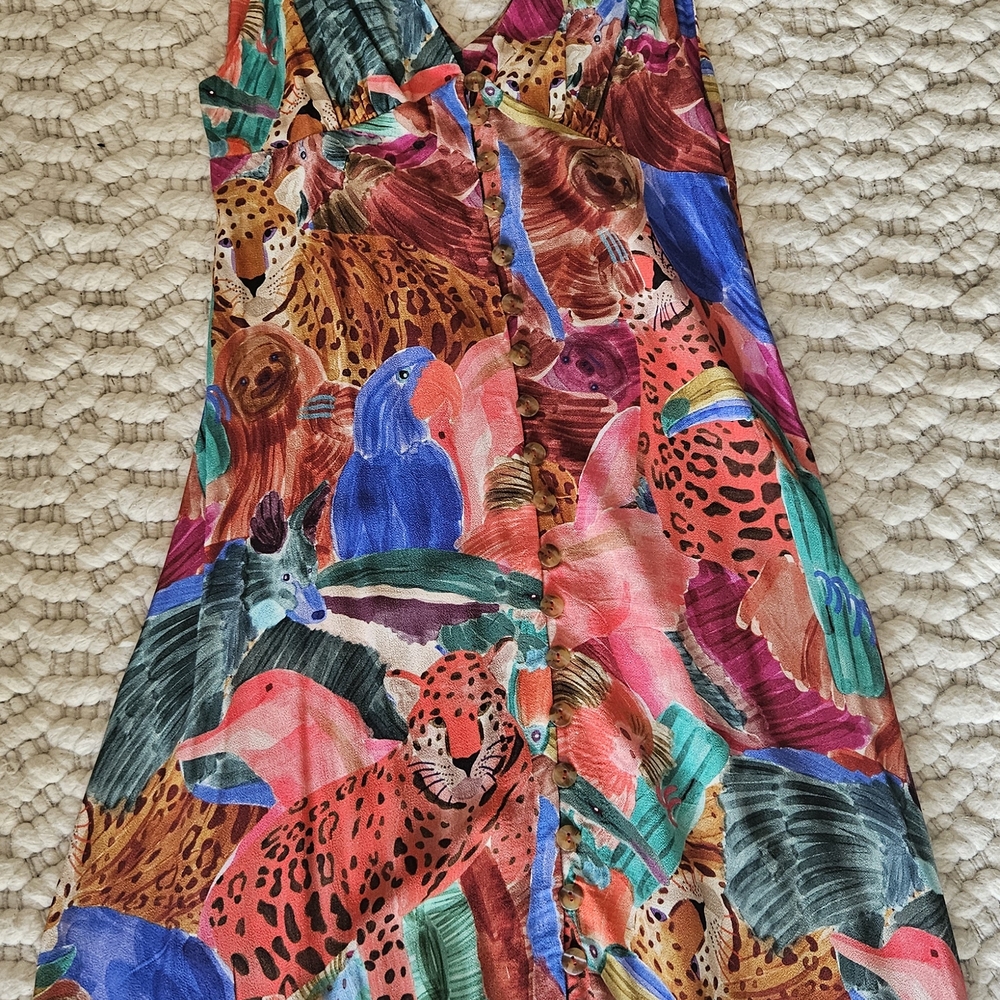 FARM Rio Multicolor Animal Print Midi Dress